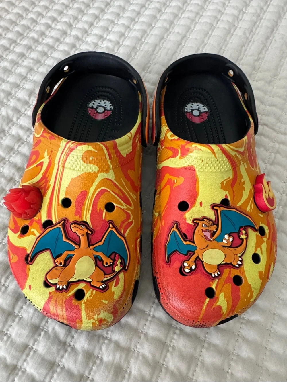 CROCS Kids Charizard Clogs in Yellow, Orange & Black